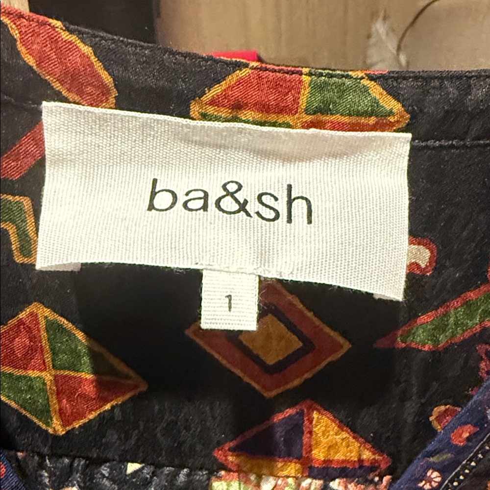 ba&sh Multicolor Floral Patchwork Midi Dress with Navy Accents - Picture 2 of 3